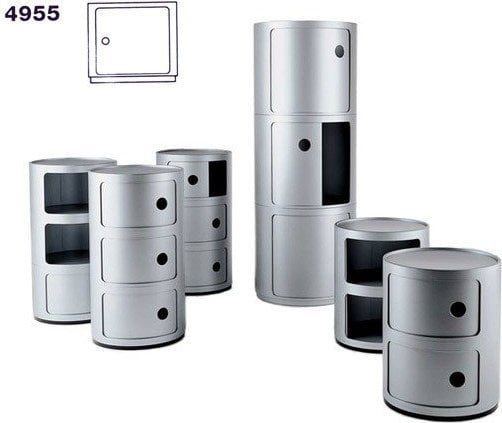 Moduł Componibili okrągły wysoki srebrny – funkcjonalny design, nowoczesny wygląd, praktyczny rozmiar, materiał: tworzywo sztuczne