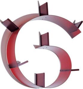 Półka Bookworm 7 podpórek winna czerwień – nowoczesny design, funkcjonalność, elegancka kolorystyka