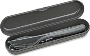 Komplet sztućców Klikk Ready Organic Nature szary w etui 4 el. – ekologiczne, praktyczne, stylowe, wykonane z materiałów organicznych