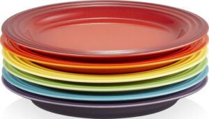 Talerze śniadaniowe Le Creuset Rainbow 22 cm – kolorowe zestaw 6 sztuk, idealne na poranne posiłki