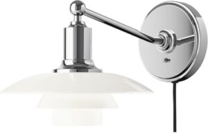 Kinkiet PH 20 cm chrom z widocznym kablem i włącznikiem – nowoczesny design, elegancki kolor chromu, 20 cm