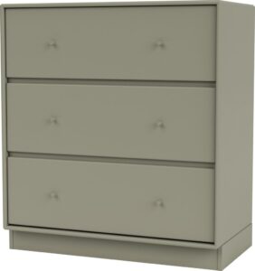 Komoda Carry brązowozielona na cokole 7 cm – funkcjonalność, elegancki design, drewno
