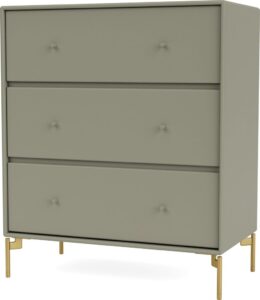 Komoda Carry brązowozielona na mosiężnych nogach – elegancki design, wysoka jakość wykonania, styl skandynawski