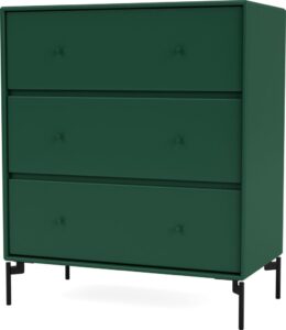 Komoda Carry ciemnozielona na czarnych nogach – elegancki design, trwałe materiały, funkcjonalność