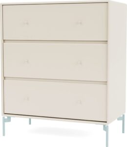 Komoda Carry jasnobeżowa na jasnobłękitnych nogach – elegancki design, funkcjonalność, trwałe materiały