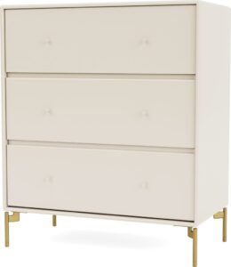 Komoda Carry jasnobeżowa na mosiężnych nogach – elegancki design, funkcjonalność, nowoczesny styl