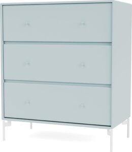 Komoda Carry jasnobłękitna na białych nogach – elegancki design, funkcjonalność, idealna do każdego wnętrza