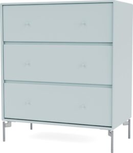Komoda Carry jasnobłękitna na chromowanych nogach – elegancki styl, funkcjonalność, nowoczesny design