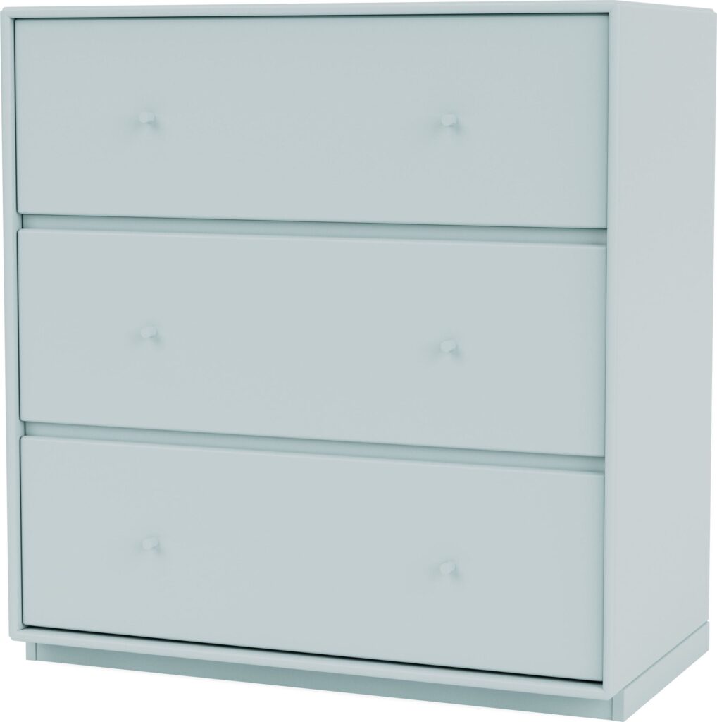 Komoda Carry jasnobłękitna na cokole 3 cm – stylowa, funkcjonalna, 3 szuflady, nowoczesny design