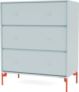 Komoda Carry jasnobłękitna na czerwonych nogach – stylowy design, funkcjonalność, przyciągający kolor