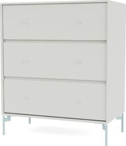 Komoda Carry jasnoszara na jasnobłękitnych nogach – funkcjonalność i styl, nowoczesny design, przestronność