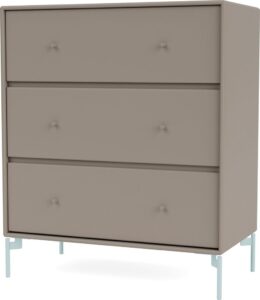 Komoda Carry truflowa na jasnobłękitnych nogach – elegancki design, funkcjonalność, kolor truflowy, jasnobłękitne nogi