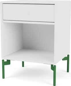 Szafka nocna Dream biała na zielonych nogach – elegancki design, praktyczna, idealna do sypialni