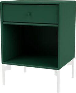 Szafka nocna Dream ciemnozielona na białych nogach – elegancki design, funkcjonalność, materiał MDF