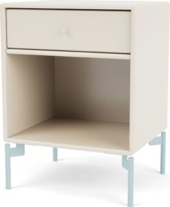Szafka nocna Dream jasnobeżowa na jasnobłękitnych nogach – elegancki design, funkcjonalność, idealna do sypialni