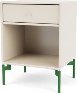 Szafka nocna Dream jasnobeżowa na zielonych nogach – nowoczesny design, funkcjonalność, elegancki kolor