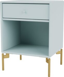 Szafka nocna Dream jasnobłękitna na mosiężnych nogach – elegancki design, trwałe materiały, funkcjonalność