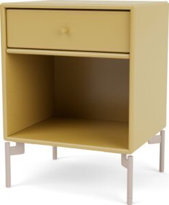 Szafka nocna Dream musztardowa na beżowych nogach – elegancki design, funkcjonalność, styl skandynawski