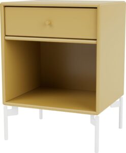 Szafka nocna Dream musztardowa na białych nogach – nowoczesny design, funkcjonalność, trwały materiał