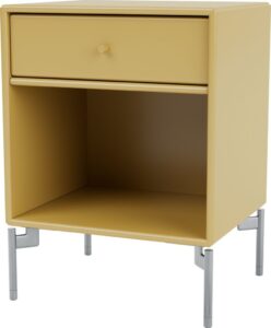 Szafka nocna Dream musztardowa na chromowanych nogach – elegancki styl, funkcjonalność, nowoczesny design