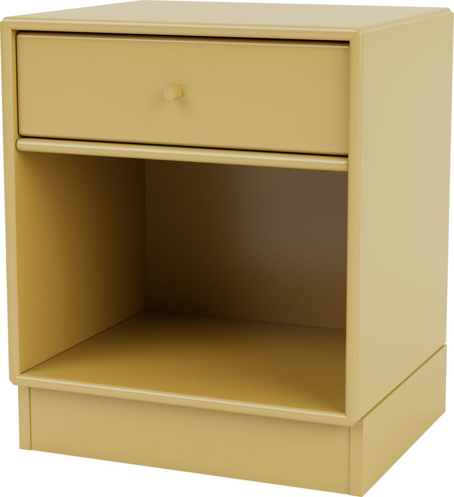 Szafka nocna Dream musztardowa na cokole 7 cm – nowoczesny design, funkcjonalność, kolor musztardowy, wysokość 7 cm