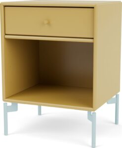 Szafka nocna Dream musztardowa na jasnobłękitnych nogach – elegancki design, funkcjonalność, wysoka jakość