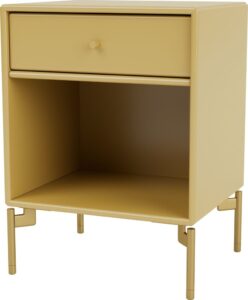 Szafka nocna Dream musztardowa na mosiężnych nogach – elegancki design, stabilna konstrukcja, nowoczesny kolor