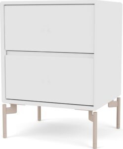 Szafka nocna Drift biała na beżowych nogach – elegancki design, funkcjonalność, styl skandynawski