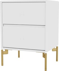Szafka nocna Drift biała na mosiężnych nogach – elegancki design, solidna konstrukcja, uniwersalny styl