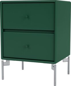 Szafka nocna Drift ciemnozielona na chromowanych nogach – nowoczesny design, elegancki kolor, praktyczne zastosowanie