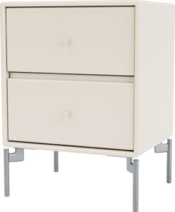 Szafka nocna Drift jasnobeżowa na chromowanych nogach – elegancki design, funkcjonalność, nowoczesny styl
