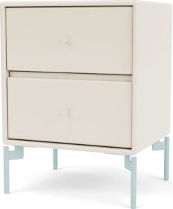 Szafka nocna Drift jasnobeżowa na jasnobłękitnych nogach – elegancki design, praktyczne rozwiązania, styl skandynawski
