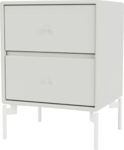 Szafka nocna Drift jasnoszara na białych nogach – elegancki design, praktyczność, wysokiej jakości materiały