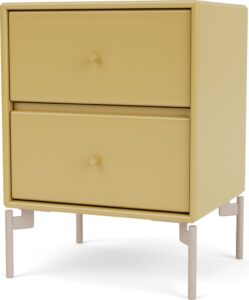 Szafka nocna Drift musztardowa na beżowych nogach – elegancki design, funkcjonalność, styl skandynawski