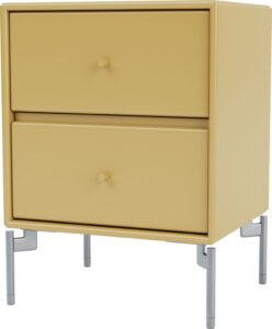 Szafka nocna Drift musztardowa na chromowanych nogach – nowoczesny design, funkcjonalność, trwałe materiały