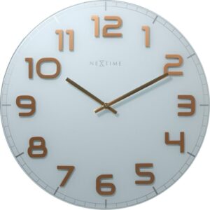 Zegar ścienny Classy Large biało-miedziany – elegancki design, duży rozmiar, nowoczesne materiały