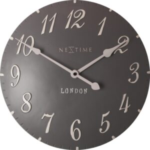 Zegar ścienny London Arabic brązowoszary – elegancki design, duża czytelność, stylowy dodatek do wnętrza