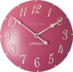 Zegar ścienny London Arabic malinowy – nowoczesny design, elegancki kolor, duża tarcza