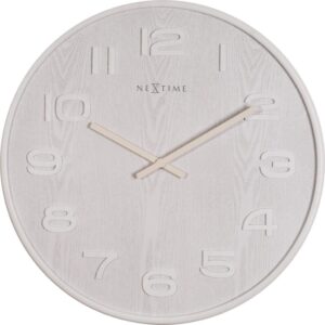 Zegar ścienny Wood Wood Medium biały – elegancki design, styl skandynawski, średni rozmiar, drewno