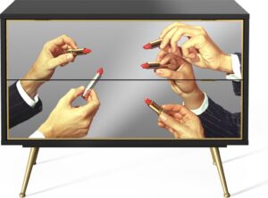 Szafka nocna Toiletpaper Lipsticks Black – elegancki design, minimalistyczny styl, czarny kolor, wysokiej jakości materiały