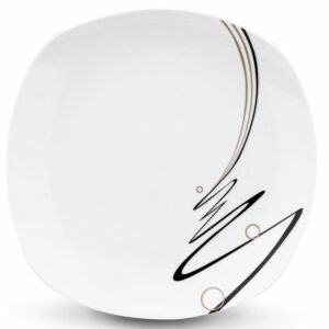 Talerz głęboki 22,5 kwadrat wstęga – elegancki design, biały kolor, ceramika