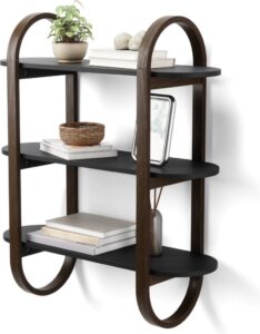Półka ścienna Bellwood czarna – nowoczesny design, funkcjonalność, materiał MDF