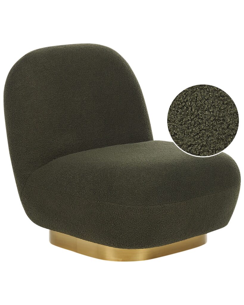 Fotel LOVIISA Boucle Ciemnozielony