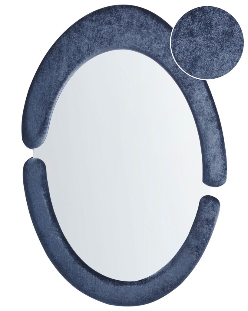 Lustro ścienne MASSAY 53 cm 90 cm Welur Ciemnoniebieski