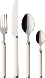Komplet sztućców Play White Pearl 24 el. – elegancki zestaw, stal nierdzewna, biały kolor