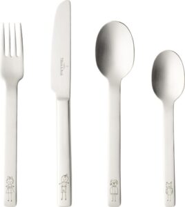 Sztućce dla dzieci One 4 el. – bezpieczne materiały, ergonomiczny design, kolorowe akcenty
