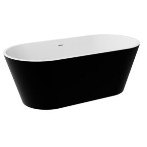 Wanna wolnostojąca Deeva matt B&W 170/80 +syfon czarny matt – elegancki design, matowe wykończenie, duży rozmiar