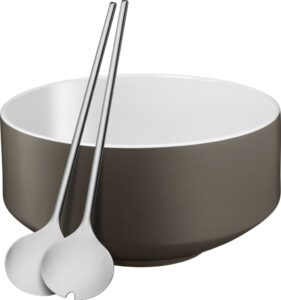 Misa z łyżkami do sałaty Moto satin grey – elegancki design, materiał wysokiej jakości, łatwa w pielęgnacji