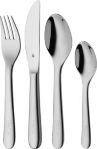 Sztućce dziecięce WMF 4 el. – ergonomiczne, kolorowe, stal nierdzewna