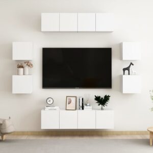 vidaXL 8-cz. zestaw szafek TV, biały, materiał drewnopochodny